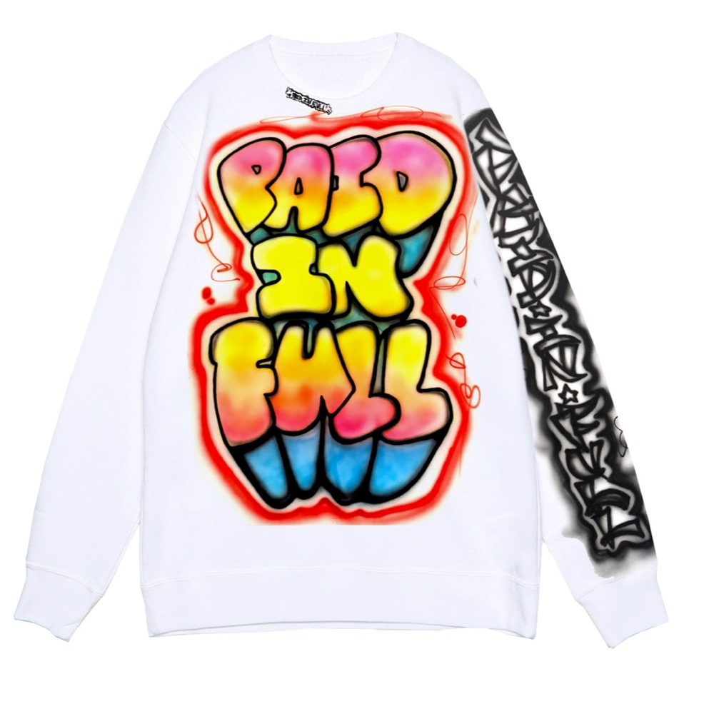 PRO CLUB PAID IN FULL White Graphic Long Sleeve Shirt. Size S